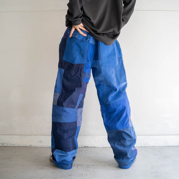 Europe blue patchwork work pants