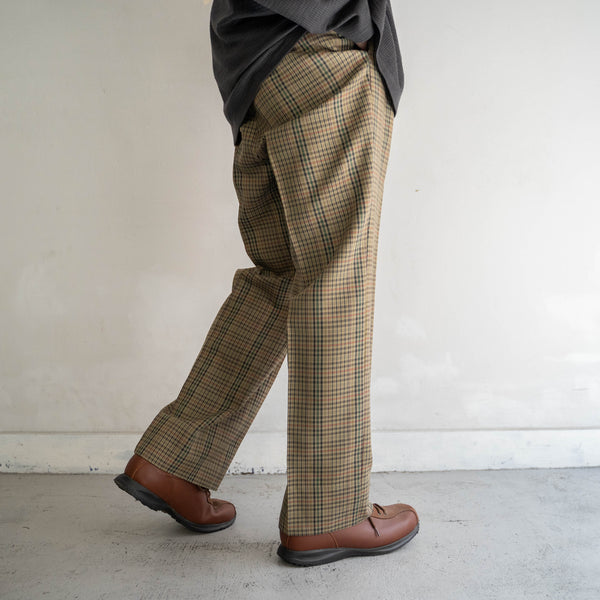 1990s Japan vintage light brown checked slacks
