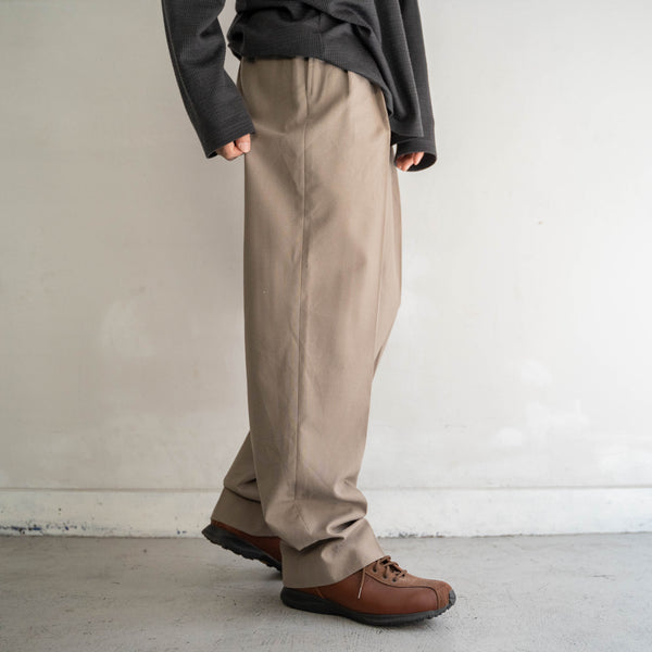 1990s light brown poly × wool 2 tuck slacks