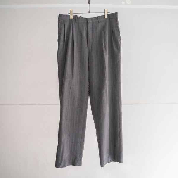 1990s light gray striped two tuck slacks
