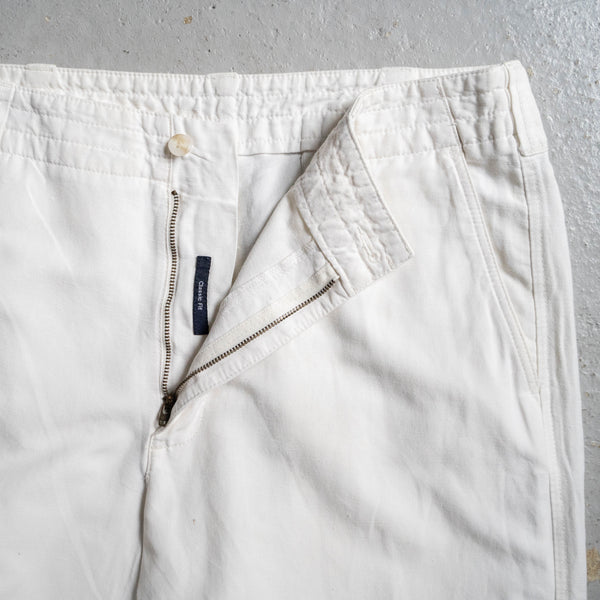 1990-00s white color cotton linen pants