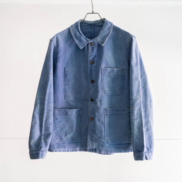 1960s France blue moleskin work jacket -good fade- 'VULCAIN'