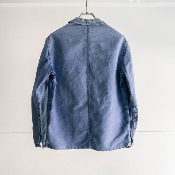 1960s France blue moleskin work jacket -good fade- 'VULCAIN'