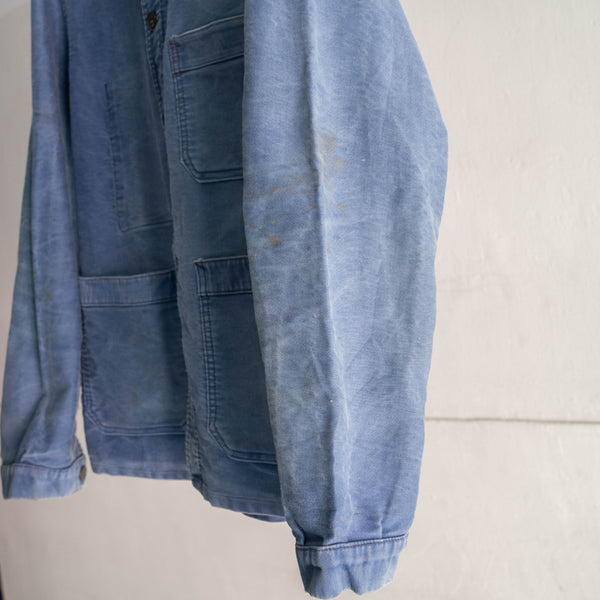 1960s France blue moleskin work jacket -good fade- 'VULCAIN'