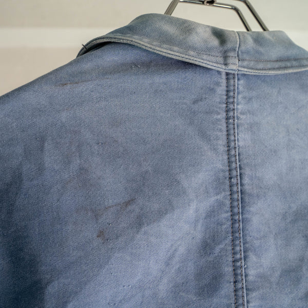 1960s France blue moleskin work jacket -good fade- 'VULCAIN'