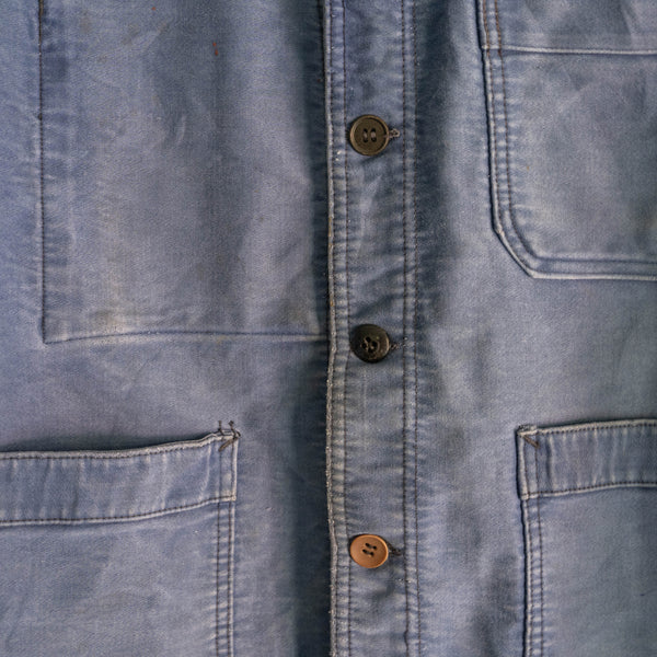 1960s France blue moleskin work jacket -good fade- 'VULCAIN'