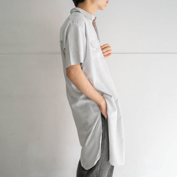 1970-80s Europe light gray short sleeve smock shirt