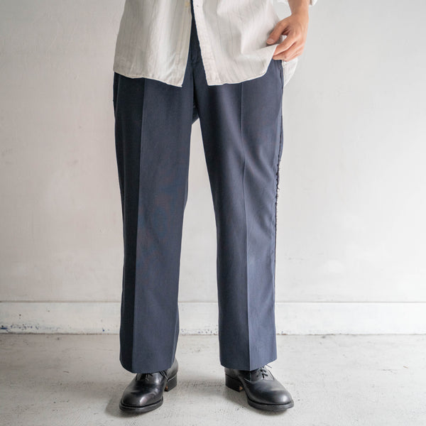 1980s USA navy side line pants with strange pockets