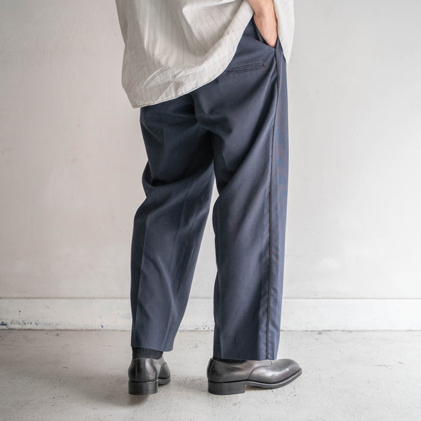 1980s USA navy side line pants with strange pockets