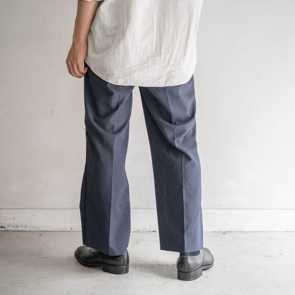 1980s USA navy side line pants with strange pockets