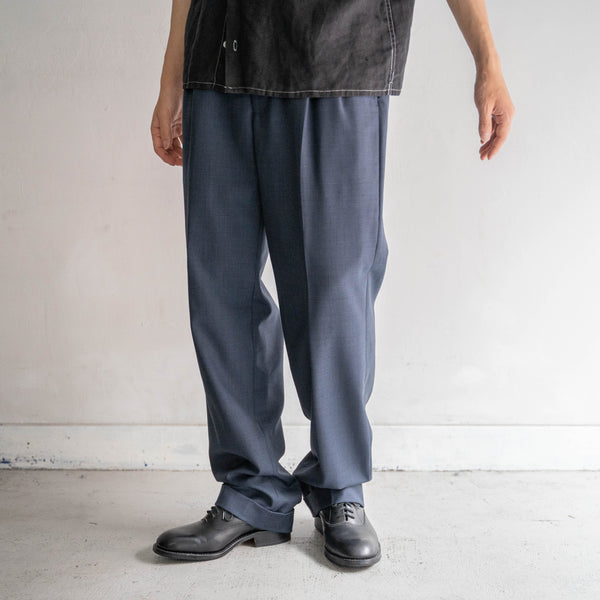 1990s Italy dark blue pure wool two tuck slacks