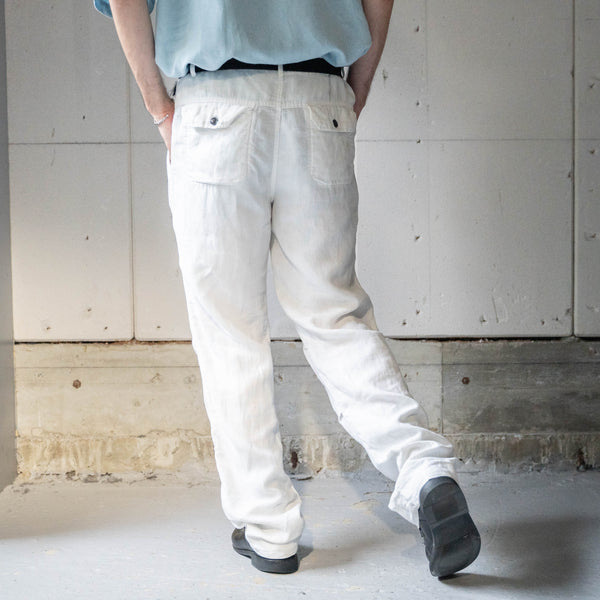 around 1990s white color all linen easy pants