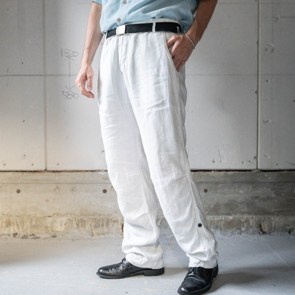 around 1990s white color all linen easy pants