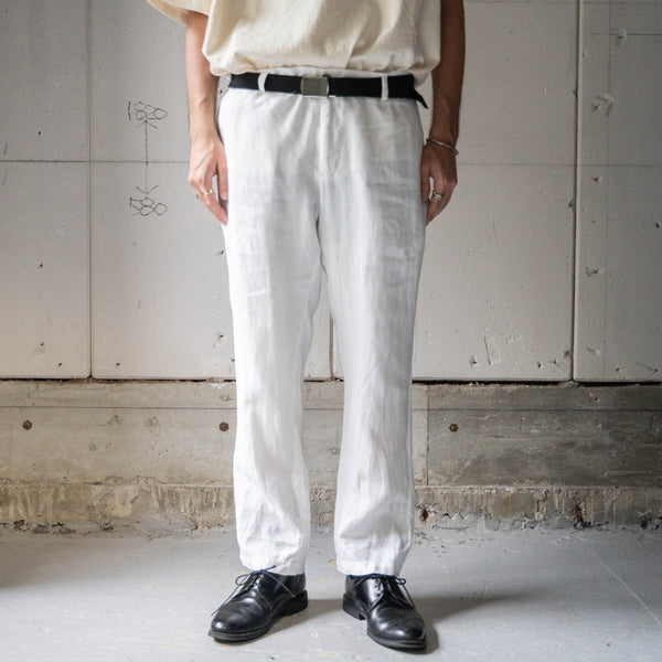 1990-00s white color all linen pants