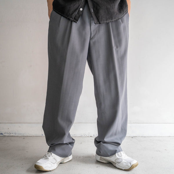 1980-90s Japan vintage light gray striped light weight slacks