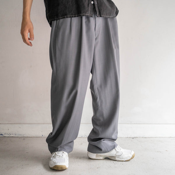 1980-90s Japan vintage light gray striped light weight slacks