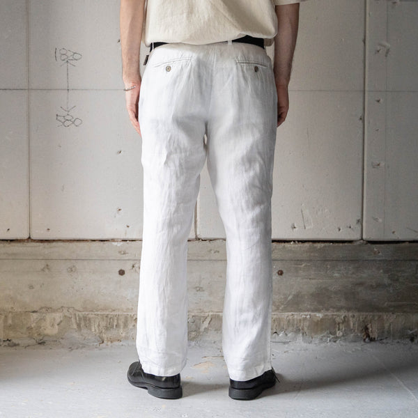 1990-00s white color all linen pants