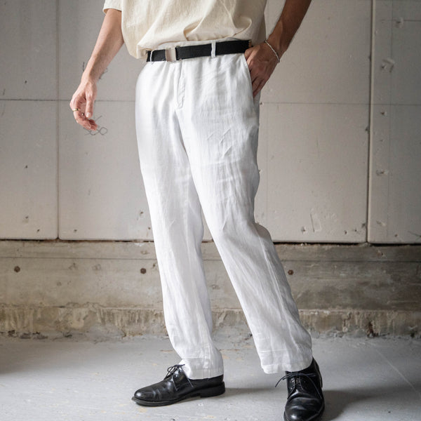 1990-00s white color all linen pants