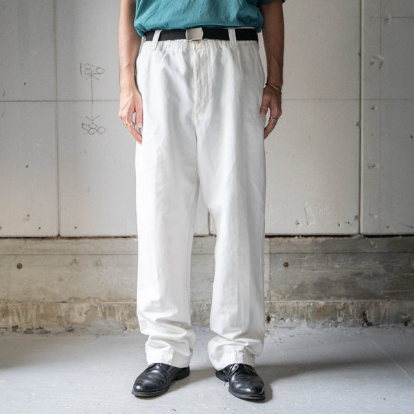 1990-00s white color cotton linen pants