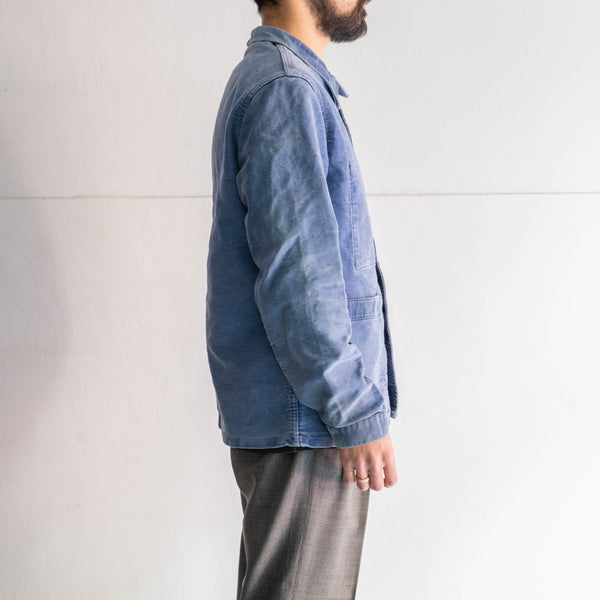 1960s France blue moleskin work jacket -good fade- 'VULCAIN'