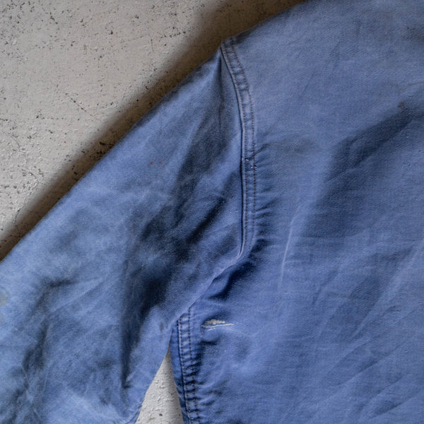 1960s France blue moleskin work jacket -good fade- 'VULCAIN'