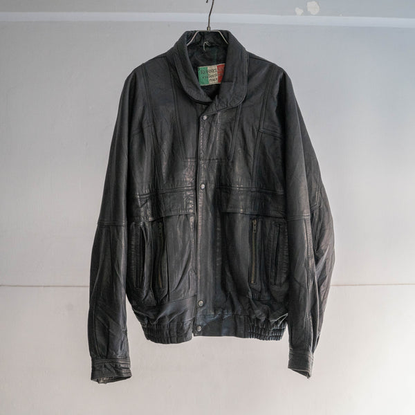 1980-90s Italy black color design leather jacket