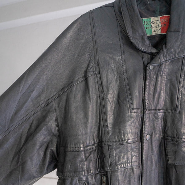 1980-90s Italy black color design leather jacket