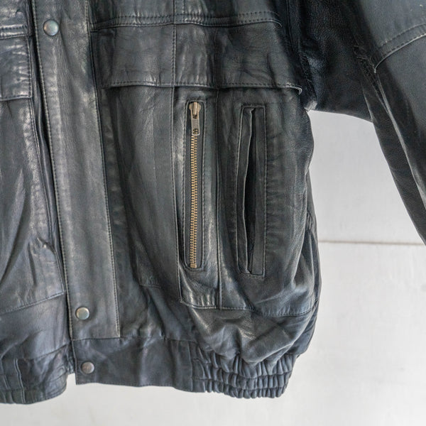 1980-90s Italy black color design leather jacket