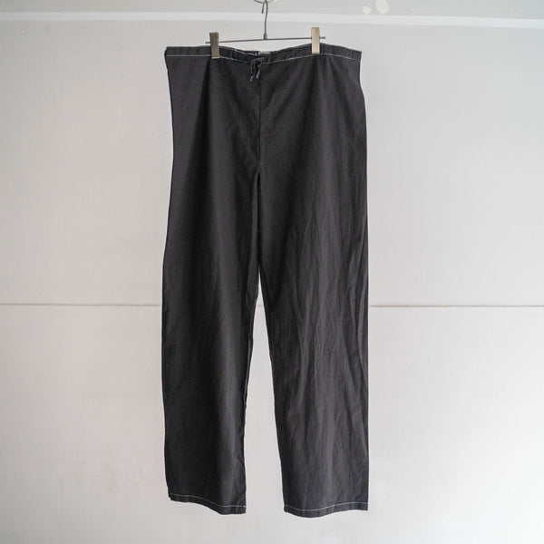 1980s Italian military cotton 100 easy wide pants 'dead stock' -black dyed-