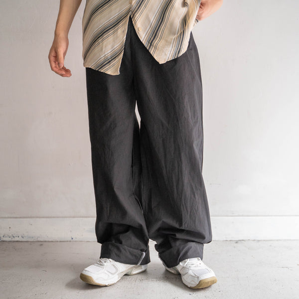 1980s Italian military cotton 100 easy wide pants 'dead stock' -black dyed-