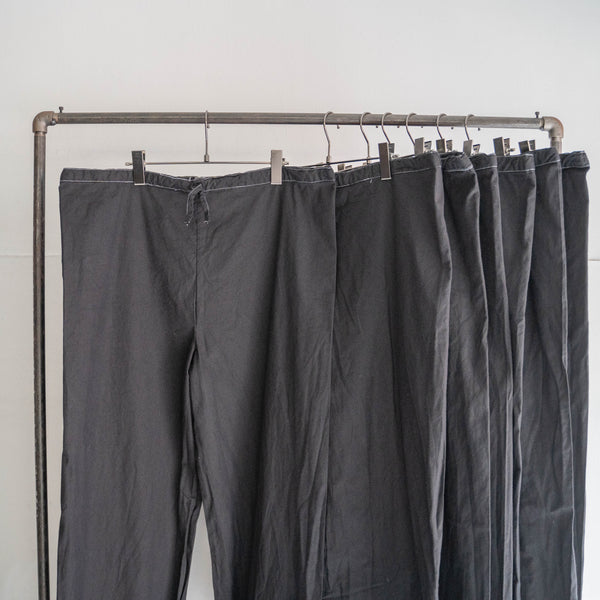 1980s Italian military cotton 100 easy wide pants 'dead stock' -black dyed-