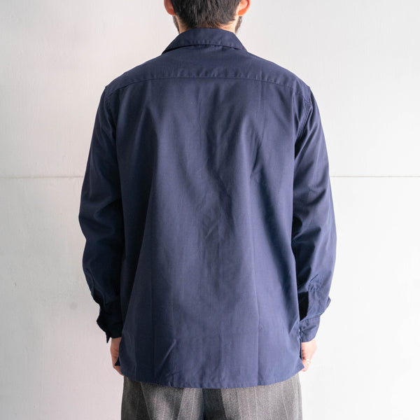 around 1970s France navy color cotton work shirt 'dead stock'