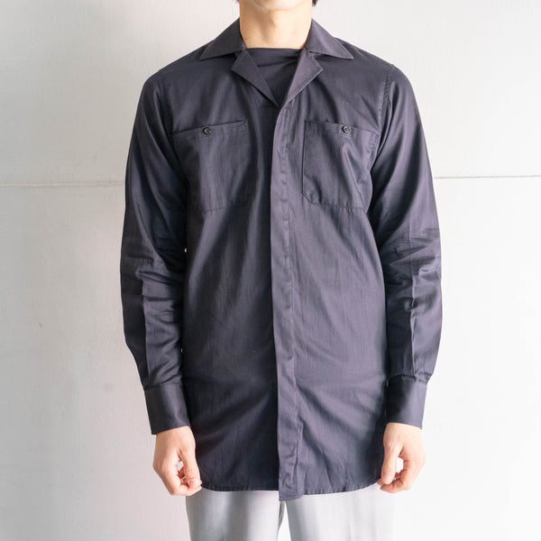 2000s Italian military navy color cotton officer shirt 'dead stock' -with gas frap?-