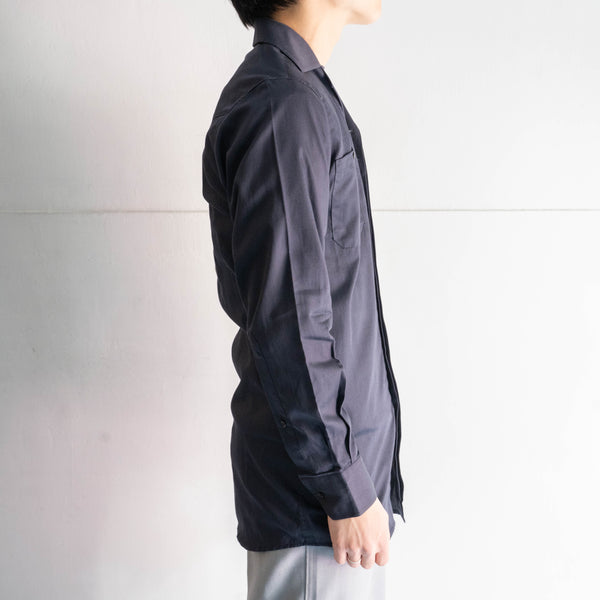 2000s Italian military navy color cotton officer shirt 'dead stock' -with gas frap?-