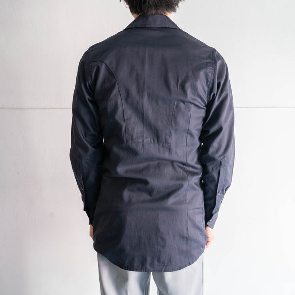 2000s Italian military navy color cotton officer shirt 'dead stock' -with gas frap?-