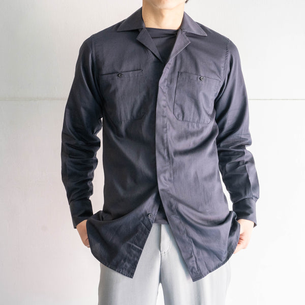 2000s Italian military navy color cotton officer shirt 'dead stock' -with gas frap?-