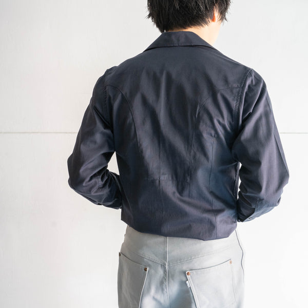 2000s Italian military navy color cotton officer shirt 'dead stock' -with gas frap?-