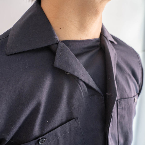 2000s Italian military navy color cotton officer shirt 'dead stock' -with gas frap?-