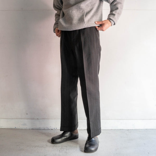 1970s Japan vintage dark navy base wool stripe slacks -good pattern-