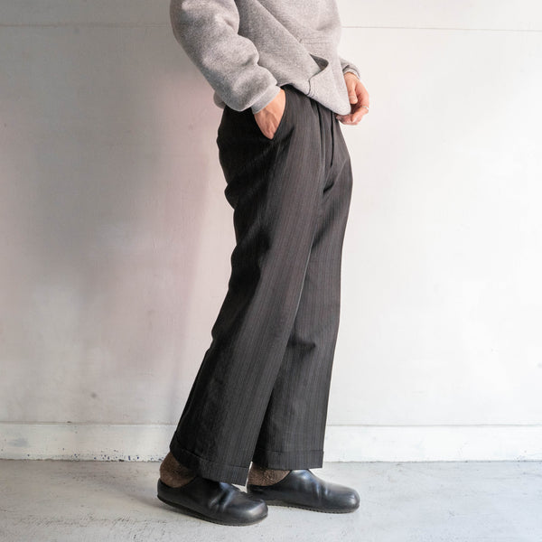 1970s Japan vintage dark navy base wool stripe slacks -good pattern-