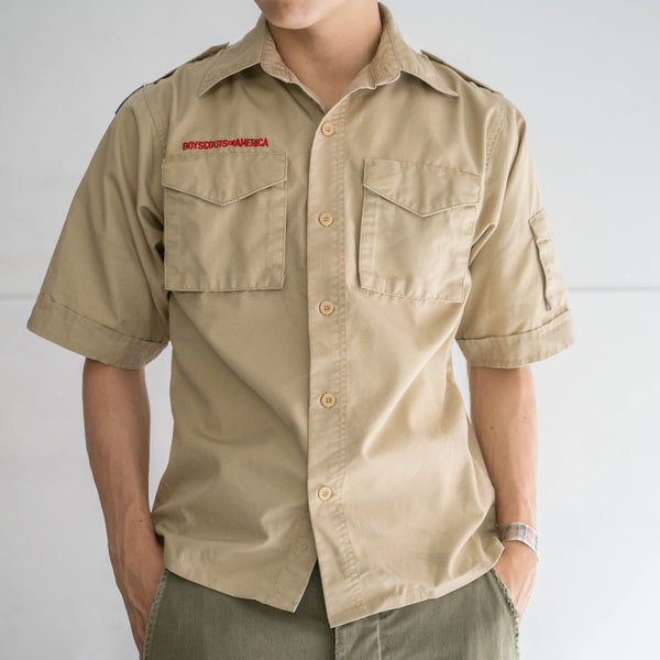 1970-90s 'BOY SCOUTS OF AMERICA' uniform shirt -remake- -1