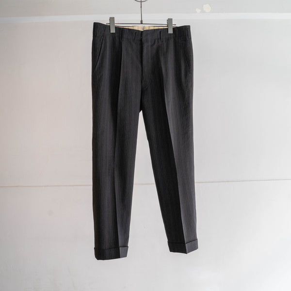 1970s Japan vintage dark navy base wool stripe slacks -good pattern-