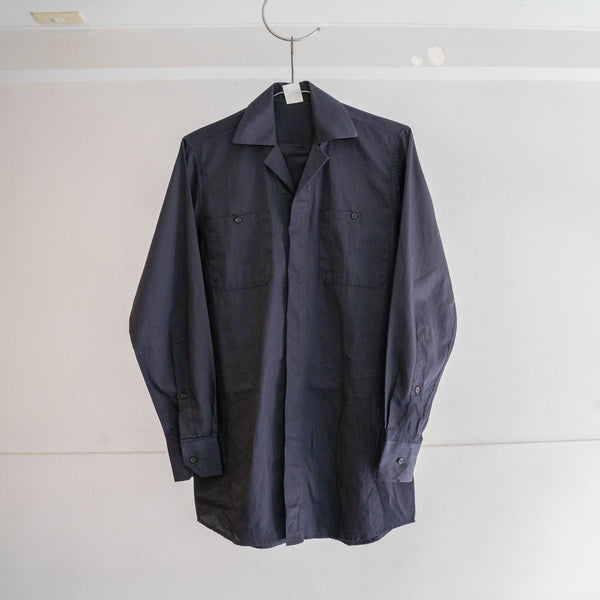 2000s Italian military navy color cotton officer shirt 'dead stock' -with gas frap?-