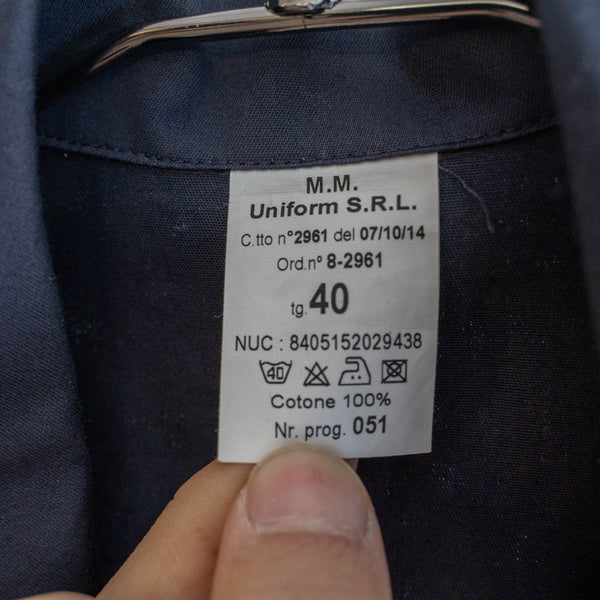 2000s Italian military navy color cotton officer shirt 'dead stock' -with gas frap?-