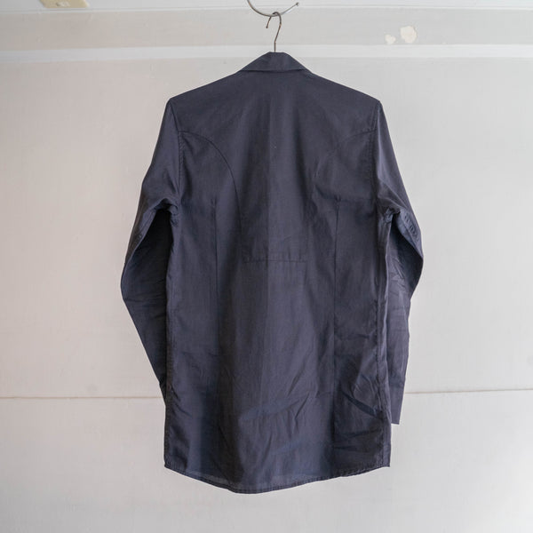 2000s Italian military navy color cotton officer shirt 'dead stock' -with gas frap?-