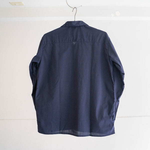 around 1970s France navy color cotton work shirt 'dead stock'