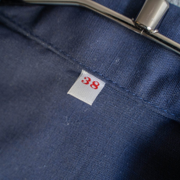 around 1970s France navy color cotton work shirt 'dead stock'
