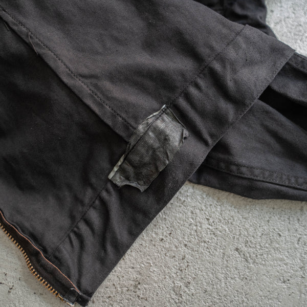 1970-80s Italian military short length zip-up jacket 'dead stock' -black dyed & remake-