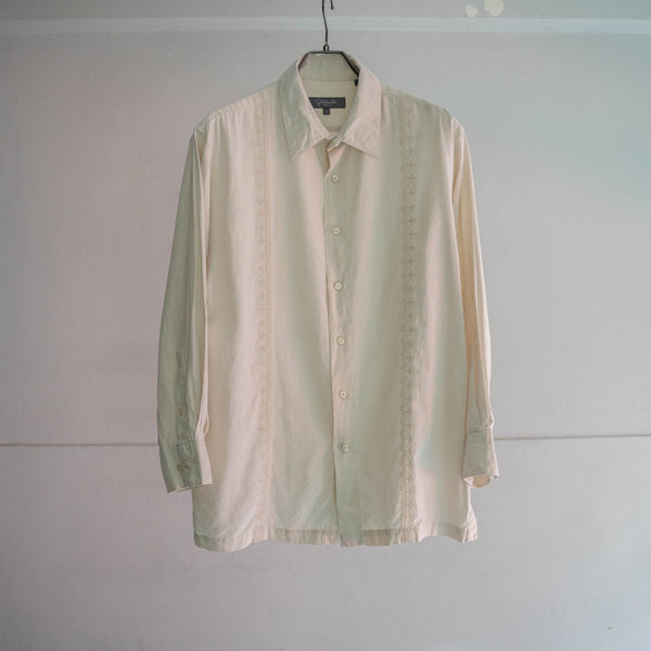 1990s ivory linen × cotton l/s shirt
