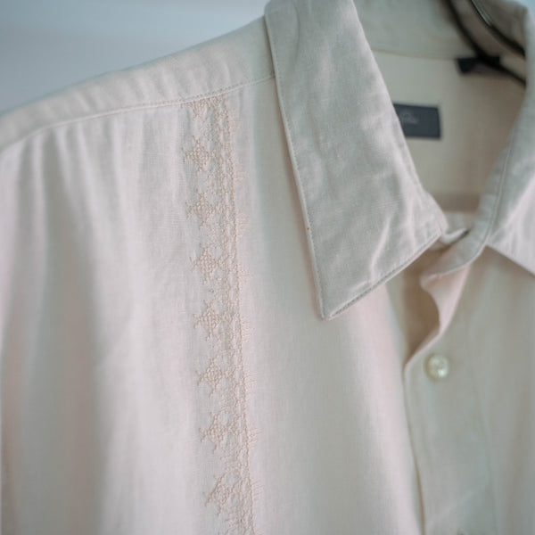 1990s ivory linen × cotton l/s shirt
